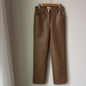 Wilfred Aritzia The Melina Super High Rise Pants in Cognac Vegan Leather Size 0